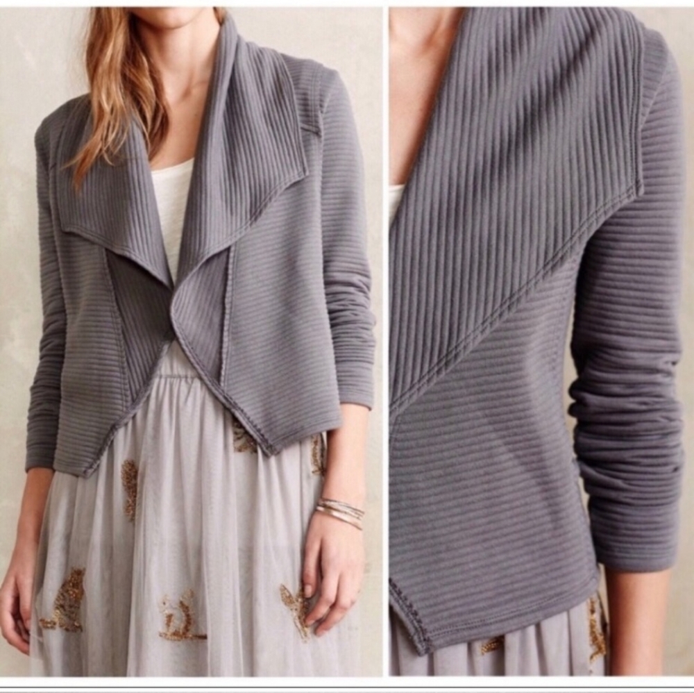 Anthropologie Dolan XS Ribbed Gray Cardigan